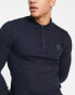 BOSS Orange Passerby long sleeve polo in navy