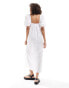 ASOS DESIGN poplin maxi dress with puff sleeves in white