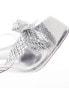 Simmi London Ashleigh clear mid heeled mules with embellished bow in silver