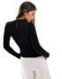 Фото #2 товара YAS lace detail long sleeve top in black - BLACK