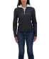 Фото #1 товара Women's Zip Front Faux Leather Jacket With Removeable Hood Bib