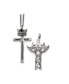 Chisel and Enameled 2 Piece Cross Crown Pendant Curb Chain Necklace