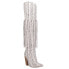 Dingo Kitty Kat Fringe Snake Snip Toe Womens White Casual Boots DI706-100