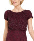 ფოტო #6 პროდუქტის Women's Beaded Short-Sleeve Sheer-Overlay Gown