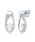 Sterling Silver Oval Opal Long Earrings