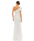 Фото #2 товара Women's Pearl Embellished Soft Tie One Shoulder Gown
