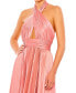 Women's Pleated Halter Neck Asymmetrical Hem Gown