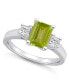 Peridot and Diamond Ring (1-3/4 ct.t.w and 1/4 ct.t.w) 14K White Gold