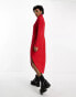 Фото #8 товара Brave Soul high neck slouchy midaxi knitted dress in red