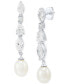 ფოტო #1 პროდუქტის Cultured Freshwater Pearl (9 x 7mm) & Cubic Zirconia Drop Earrings in Sterling Silver, Created for Macy's