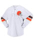Women's White Cleveland Browns Spirit Jersey Lace-Up V-Neck Long Sleeve T-shirt