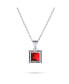 Фото #3 товара Classic Dainty 4 Prong Set 1.25 CT Solitaire Square Princess Cut Red Cubic Zirconia CZ Pendant Necklace For Women Sterling Silver