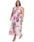ფოტო #1 პროდუქტის Plus Size Printed Flutter-Sleeve Chiffon Maxi Dress