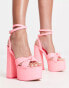 Public Desire Wide Fit Leo Edition knotted platform sandals in pink patent