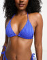 ASOS DESIGN mix and match rib triangle bikini top in cobalt blue