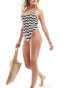 & Other Stories v neck swimsuit in black & white wave print 34 - фото #8