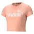 Women’s Short Sleeve T-Shirt Puma Essentials Slim Logo Pink Salmon