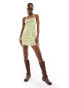 Kiss The Sky ruched slip mini dress in yellow floral gelb geblümt, 34 - фото #2