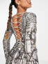 ASOS DESIGN long sleeve mini dress with mosaic embellishment in mono