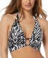 ფოტო #1 პროდუქტის Women's Animal-Print Halter-Style O-Ring Bikini Top