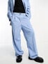 Фото #4 товара Weekday Uno co-ord loose fit suit trousers in powder blue exclusive to ASOS