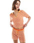 Фото #1 товара Noisy May knitted polo co-ord in orange wave