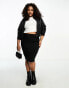 ASOS DESIGN Curve high waisted bengaline skirt in black