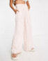 Vila Petite satin wide leg trousers in pink Розовый, 42 - фото #2