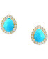 Фото #3 товара EFFY® Turquoise & Diamond (1/5 ct. t.w.) Halo Stud Earrings in 14k Gold