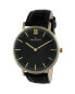 ფოტო #1 პროდუქტის Men's 40mm Black Dial Super Slim Leather Strap Watch