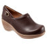 Softwalk Minna S2253-200 Womens Brown Narrow Leather Clog Flats Shoes