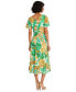Фото #2 товара Women's Printed Flutter-Sleeve Fit & Flare Dress
