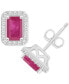 ფოტო #1 პროდუქტის Sapphire (1-2/5 ct. t.w) & Diamond (1/5 ct. t.w.) Stud Earrings in Sterling Silver (Also in Ruby & Emerald)