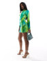 Фото #2 товара Farai London Opehlia high neck long sleeve bodycon mini dress in green ombre