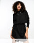 Noisy May Tall tie detail knitted mini dress in black