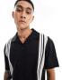 ASOS DESIGN relaxed polo shirt in vertical black & white stripe