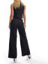 New Look formal wide leg trousers in black pinstripe