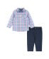 Фото #1 товара Комплект для малышей Andy & Evan Рубашка и брюки в клетку белые и темно-синие
