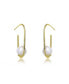 Stylish Sterling Silver 14K Gold Plating and Genuine Freshwater Pearl Square Hoop Earrings