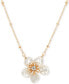 Gold-Tone Crystal Flower Pendant Necklace, 16" + 3" extender