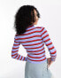 Daisy Street 90s double zip stripe rib cardigan DE 38 - фото #4