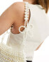 Фото #6 товара True Decadence flower strap pearl shoulder bag in white