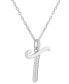 Cubic Zirconia Initial 18" Pendant Necklace in Sterling Silver, Created for Macy's