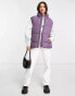 Monki padded gilet in black and purple colourblock