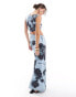 Фото #3 товара ASOS DESIGN cutout sleeveless midi dress in blue floral print