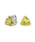 Classic Large Statement 6CT Triangle Trillion Cut Simulated Yellow Topaz AAA CZ Solitaire Clip On Stud Earrings Rhodium Plated Brass Non Pierced 12MM
