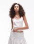 Topshop Tall rib scoop neck skinny strap vest top in white Белый, L - EU 44 - фото #1