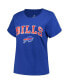 ფოტო #3 პროდუქტის Women's Royal Buffalo Bills Plus Size Arch Over Logo T-shirt
