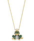 Фото #1 товара EFFY Collection eFFY® Tsavorite (3/8 ct. t.w.), White Diamond (1/10 ct. t.w.) & Black Diamond Accent Frog Prince 18" Pendant Necklace in 14k Gold