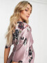 Hope & Ivy Maternity kimono sleeve satin maxi dress in mauve UK 8 - фото #5